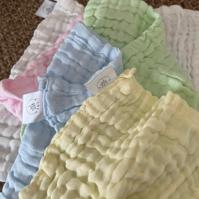 Cotton face cloths in 5 pastel colours
