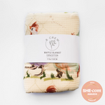 Load image into Gallery viewer, Waffle blanket with farm animal design in packaging
