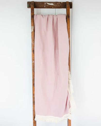 Dusty Rose Fringed Swaddle