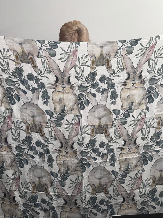 Bunny Love 100% Cotton Baby Swaddle