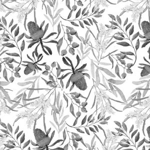 grey and white design Australian bush flora baby wrap