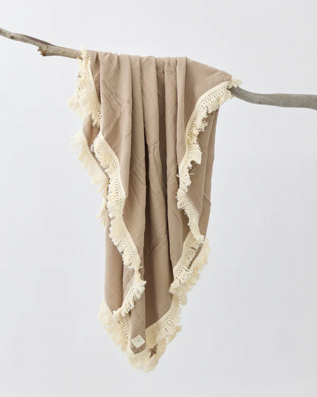 Taupe Fringed Swaddle