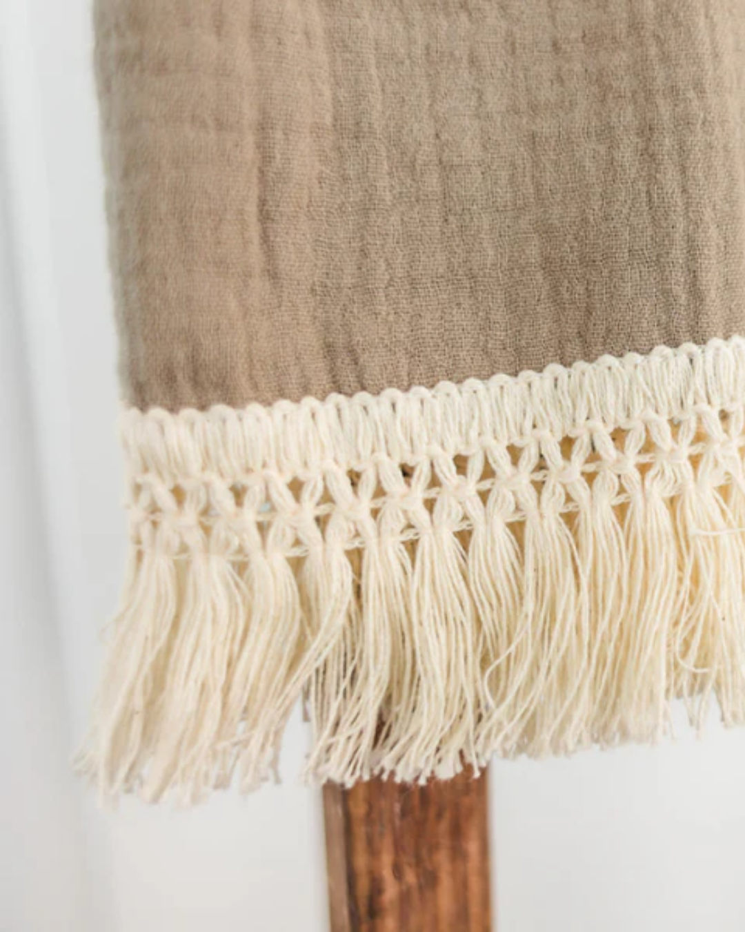 Taupe Fringed Swaddle